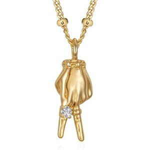 Victory Dainty Gold 14K Gold Plated Hand Pendant Neckalces